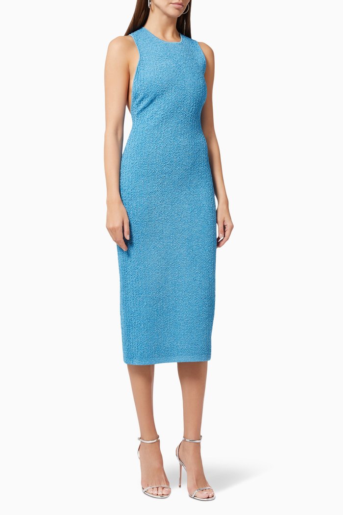 Selene Dress in Compact Knit, Blue