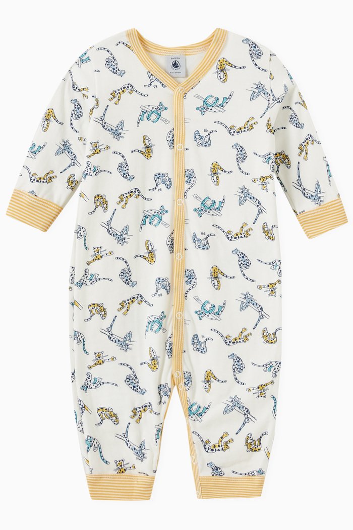 

Panther Patterned Footless Sleepsuit in Cotton, Multicolour