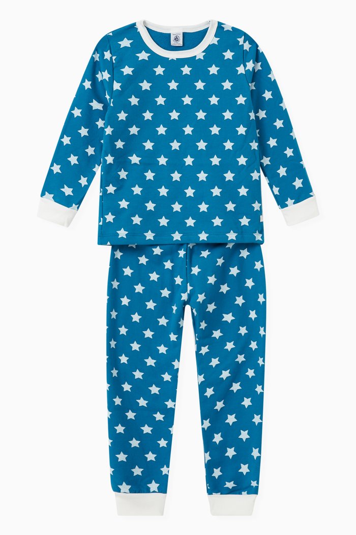 

Graphic Print Pyjama Set in Organic Cotton, Blue