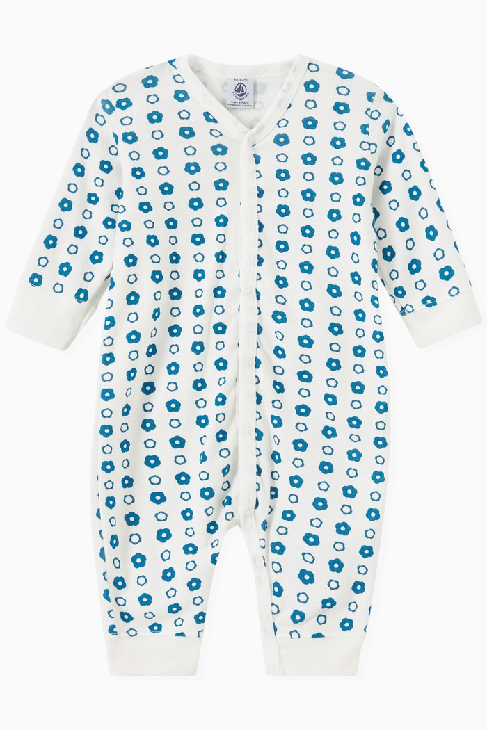 

Retro Floral Footless Sleepsuit in Organic Cotton, Multicolour
