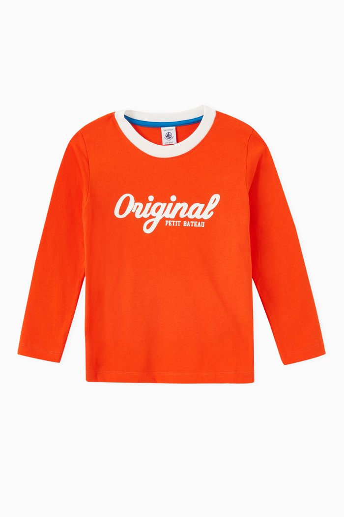 

Long Sleeved T-shirt in Cotton, Orange