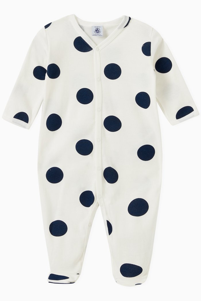

Sleepsuit in Spotted Organic Cotton, White