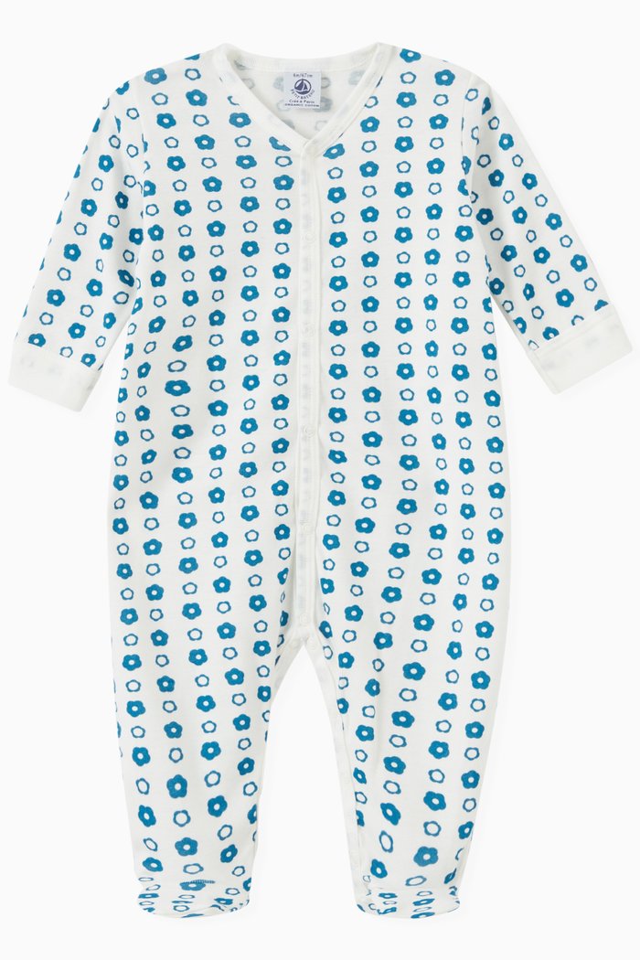 

Retro Floral Sleepsuit in Organic Cotton, Multicolour