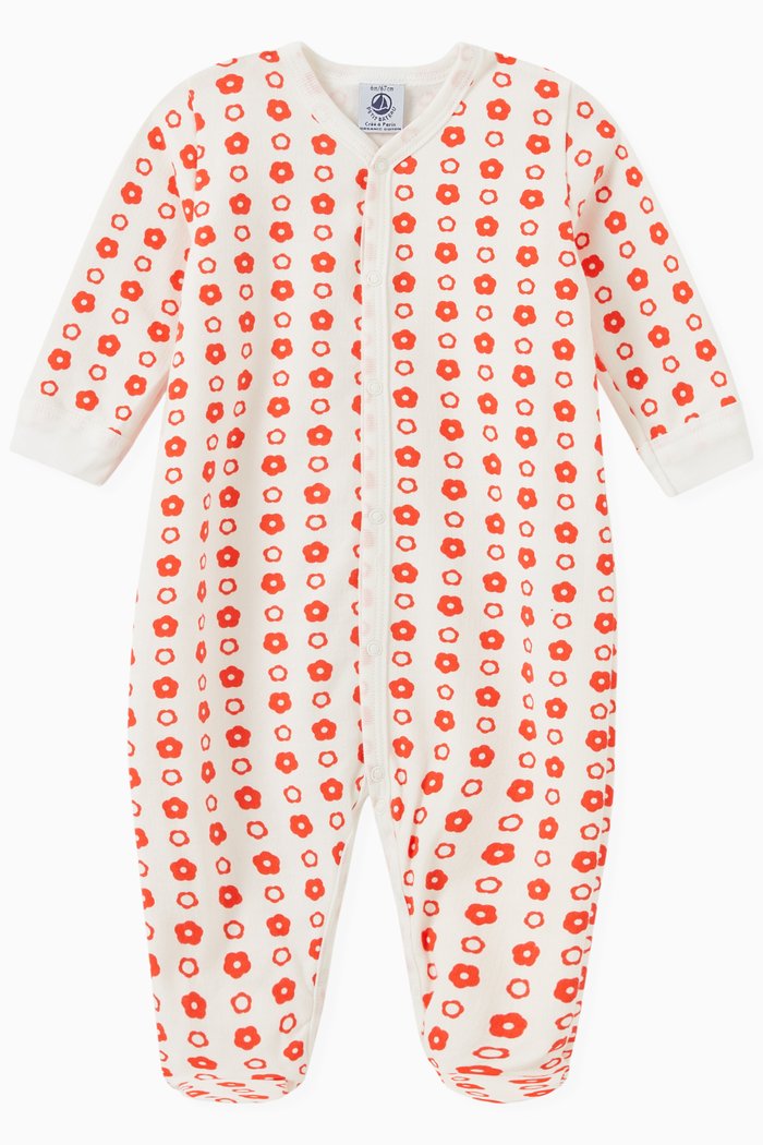 

Retro Floral Sleepsuit in Organic Cotton, Multicolour