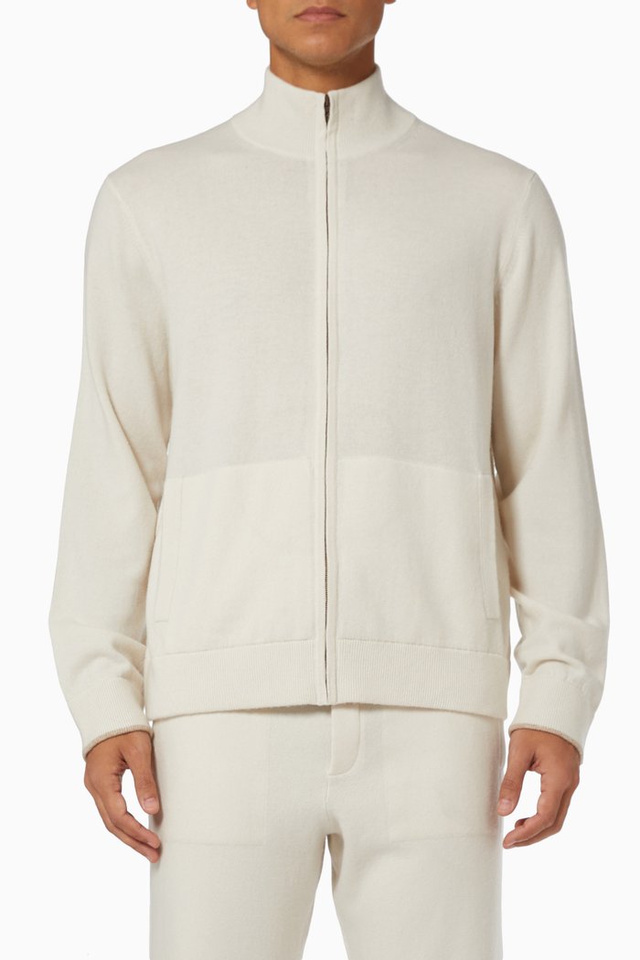 

Full Zip Jacket in Wool Cashmere, Neutral