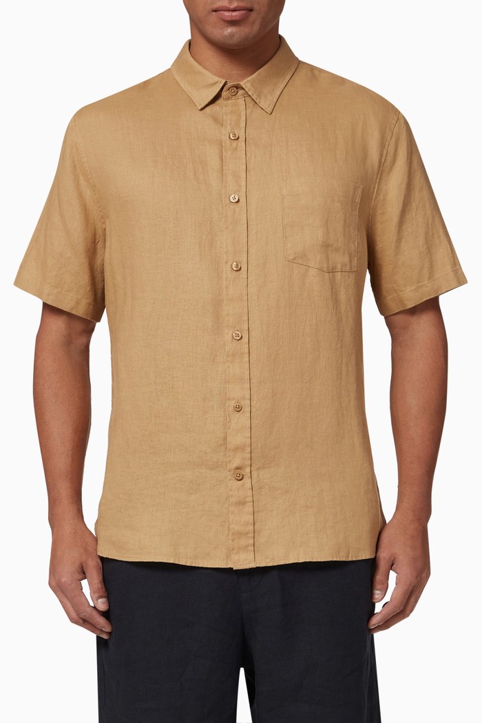 

Short Sleeve Shirt in Linen, Neutral