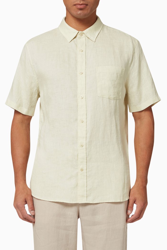

Short Sleeve Shirt in Linen, Green