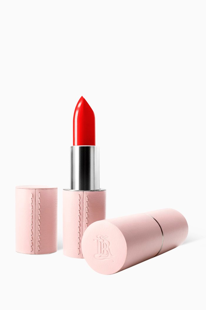 

Pink Refillable Fine Leather Lipstick Case