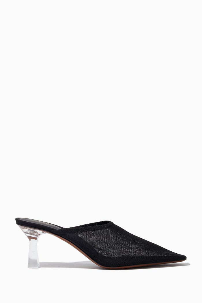 

Electra Mules in Sheer Knit, Black