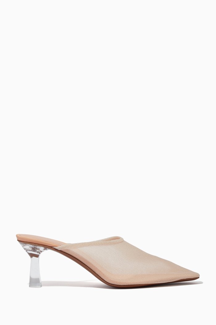

Electra Mules in Sheer Knit, Pink