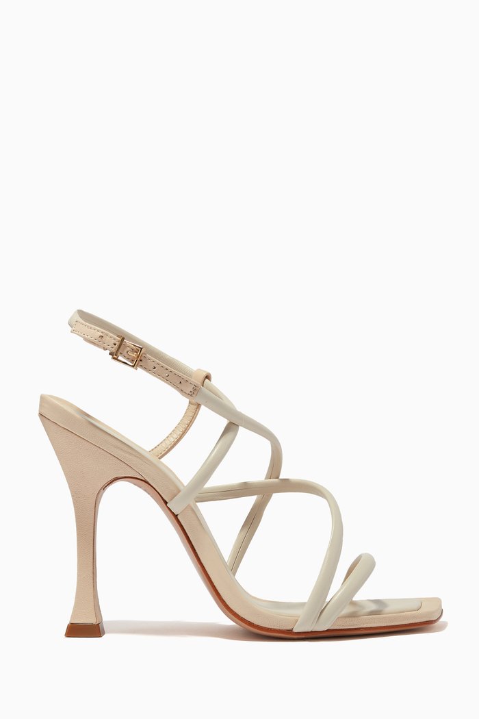 

Strappy Heel Sandals in Leather, Neutral