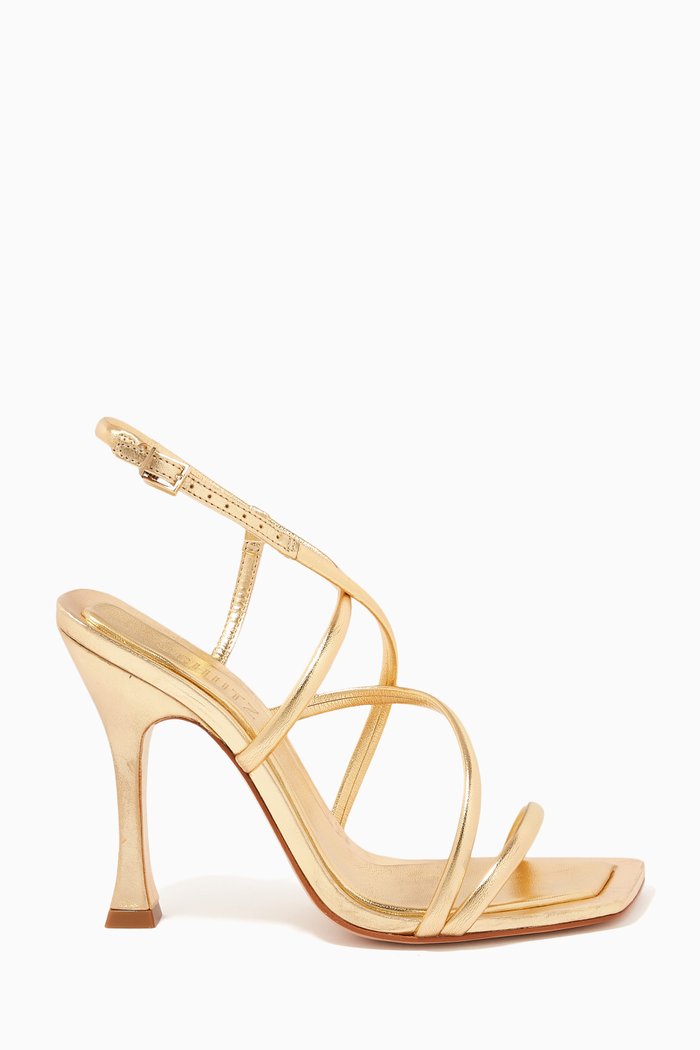 

Strappy Heel Sandals in Leather, Gold