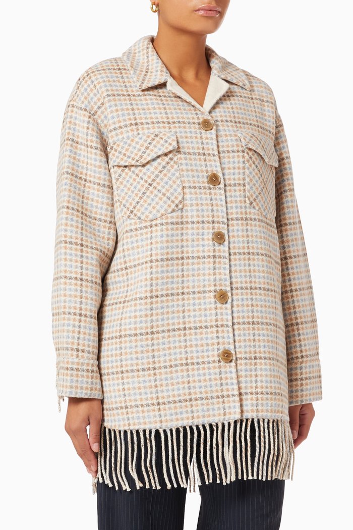 

Fenon Shirt Coat in Wool, White
