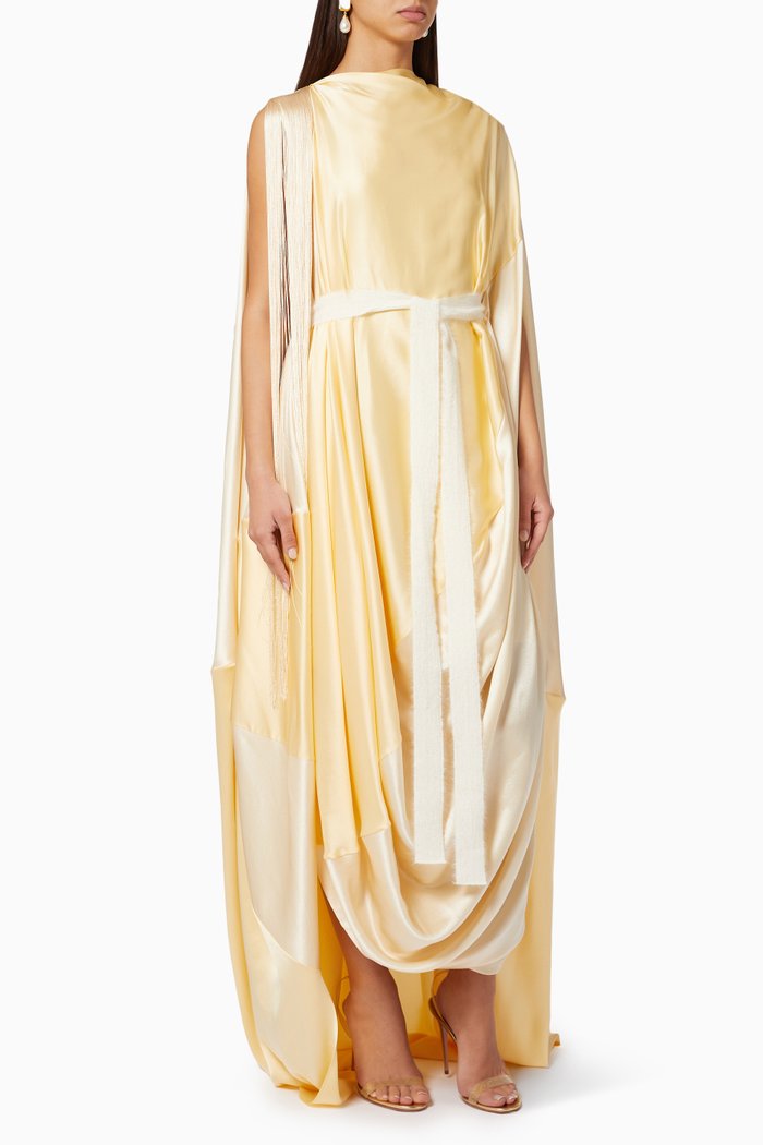 

Eldona Dress in Silk Satin, Yellow