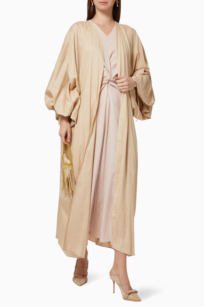 

Twist Dress & Cloak Set in Linen, Neutral