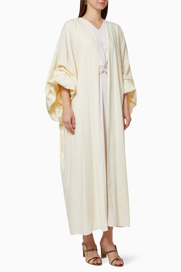 

Twist Dress & Cloak Set in Linen, White