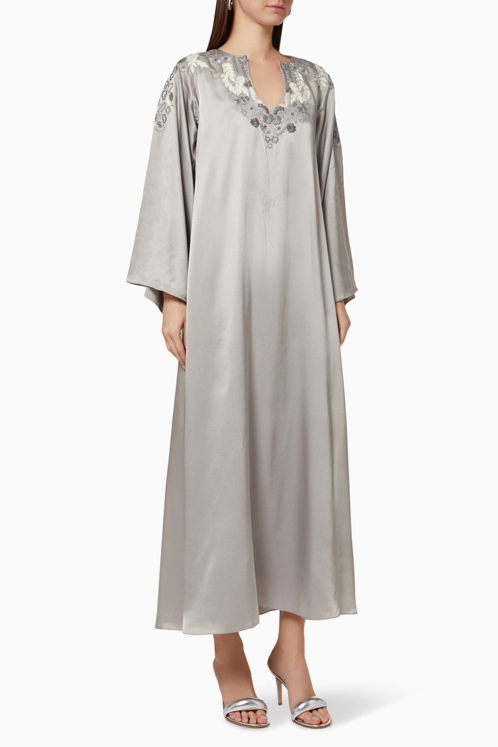 

Floral Embroidered Kaftan, Neutral