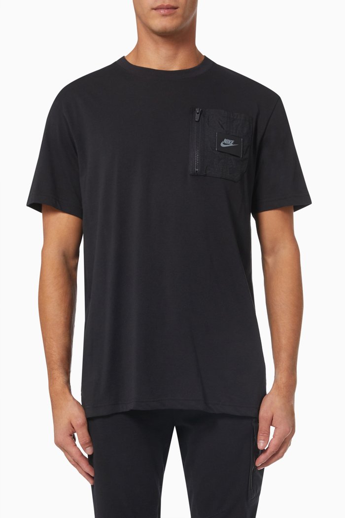 Sportswear Zip Pocket T-shirt in Jersey, Black