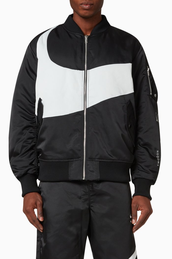 M Nsw Synfl Swoosh Bomber Jacket in Nylon, Black