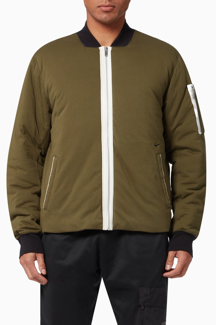 Sportswear Style Essentials+ Bomber Jacket in Cotton, Green