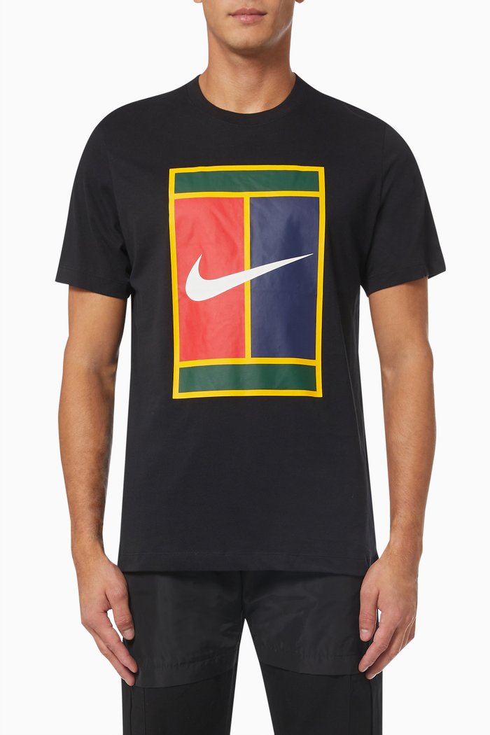 

Court Heritage Logo T-shirt in Cotton Jersey, Black
