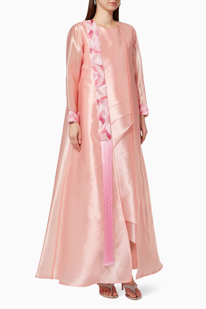 

Asymmetric Layered Dress & Coat Set, Pink