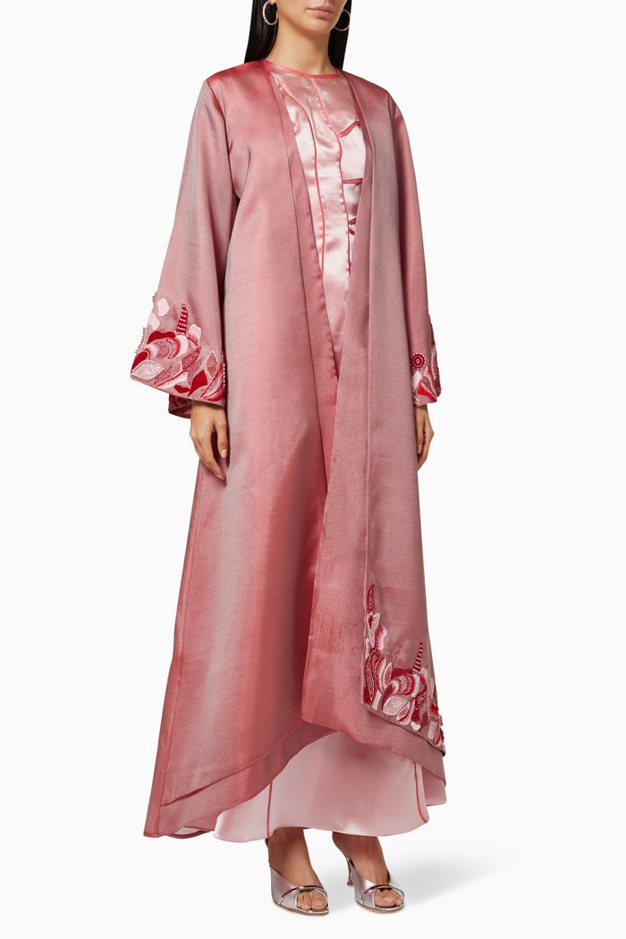 

Embroidered Dress & Coat Set, Pink