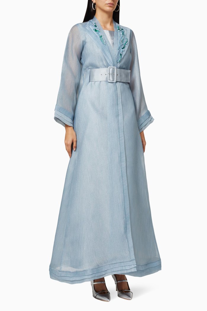 

Dress & Coat Set in Satin & Organza, Blue