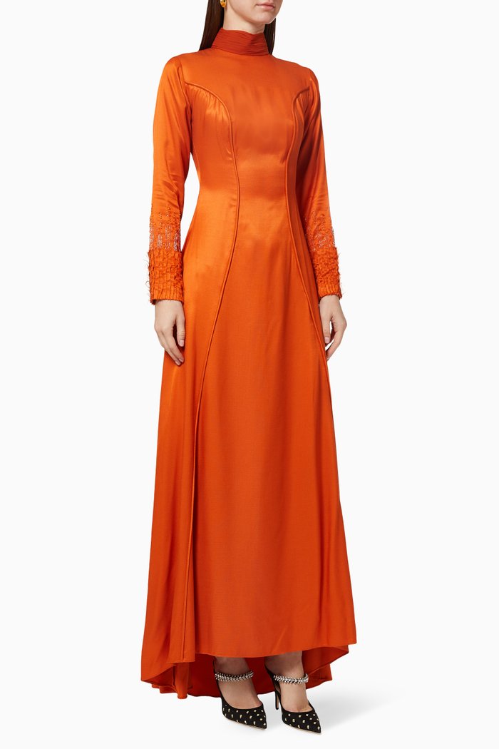 

Beaded A-line Dress, Red