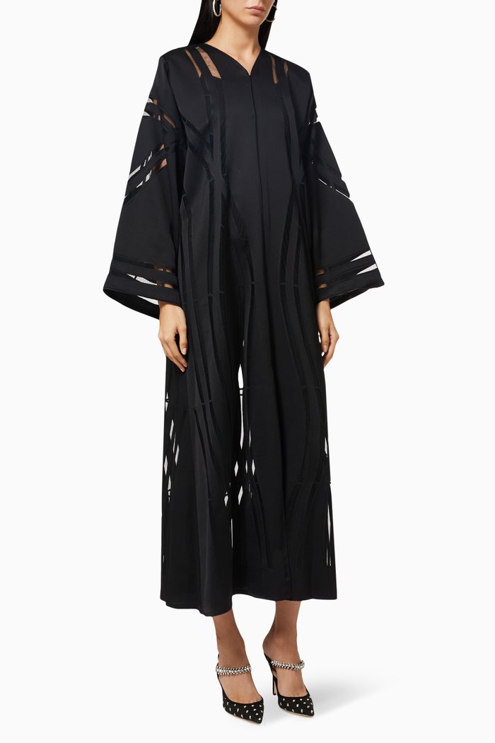 

Tulle Panelled Abaya, Black