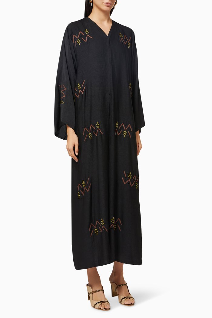 

Beaded Embroidered Abaya, Black