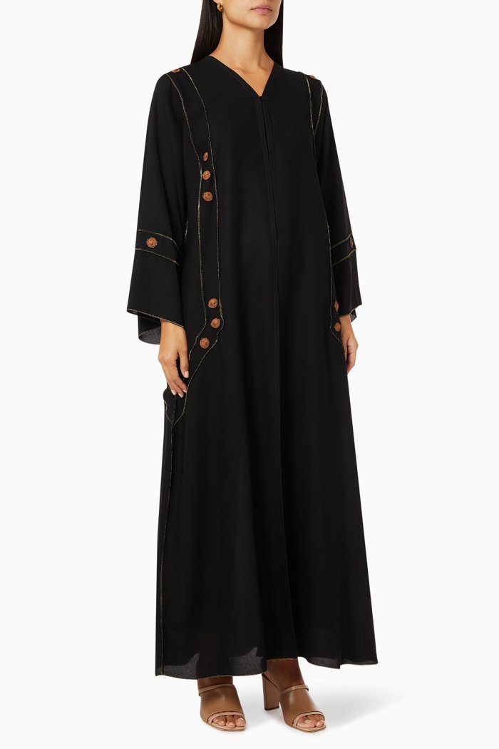 

Contrast Embroidered Abaya, Black