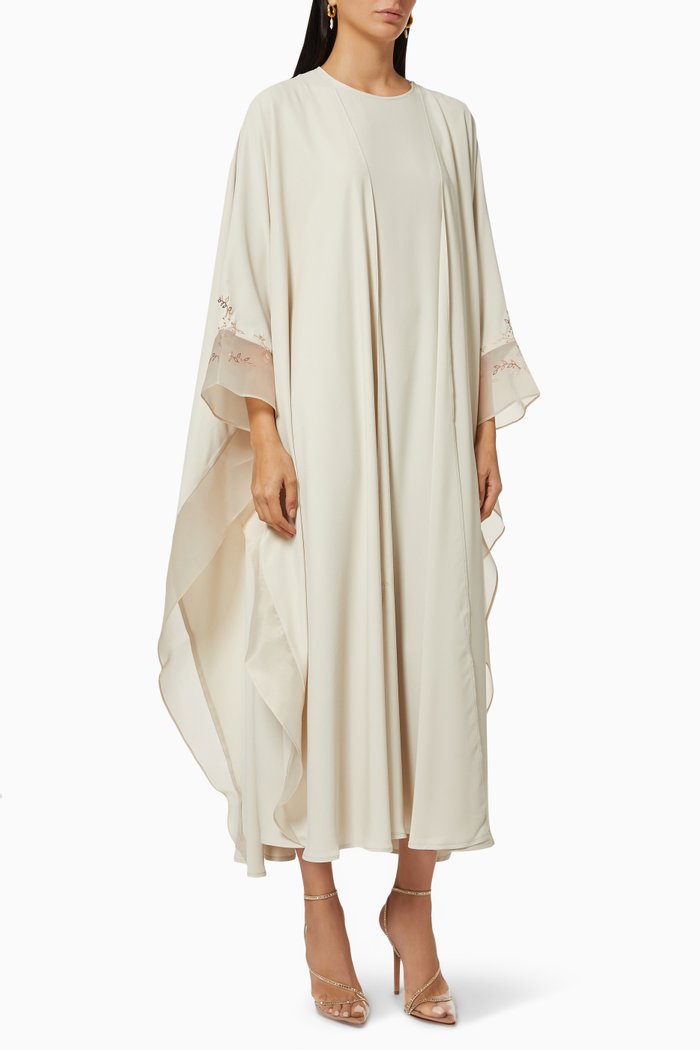 

Bisht Style Abaya in Crepe, Neutral
