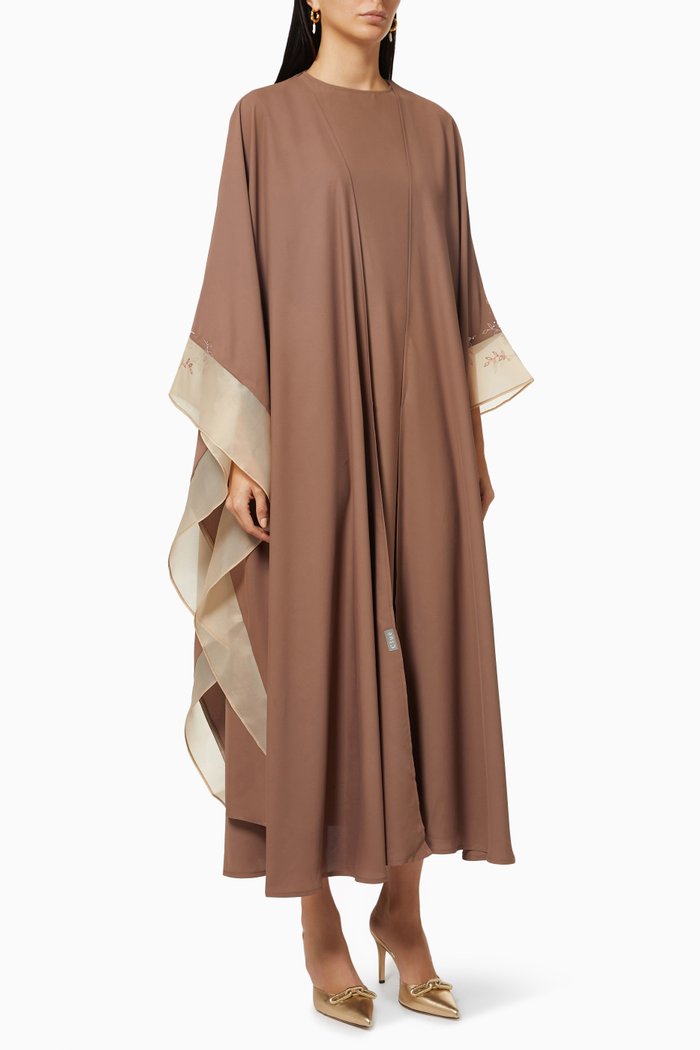 

Bisht Style Abaya in Crepe, Brown