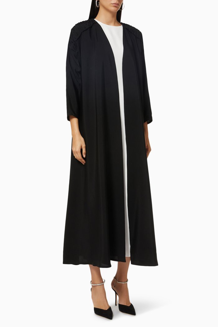 

Ruffle Abaya Set in Crepe, Black
