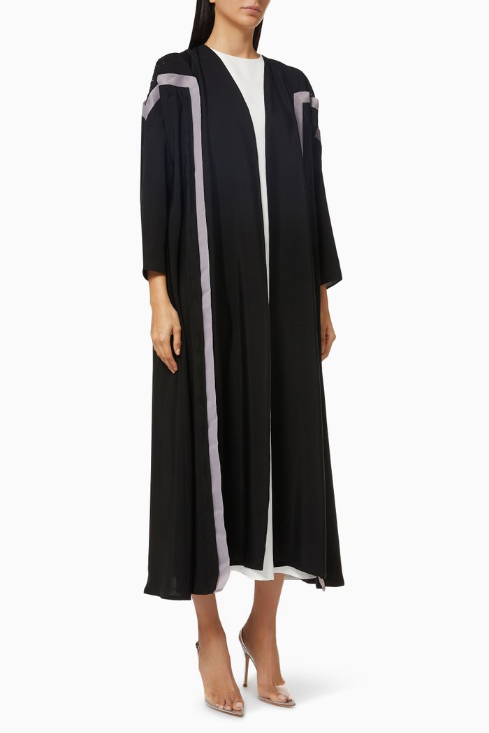 

Beaded Abaya Set in Crepe, Black