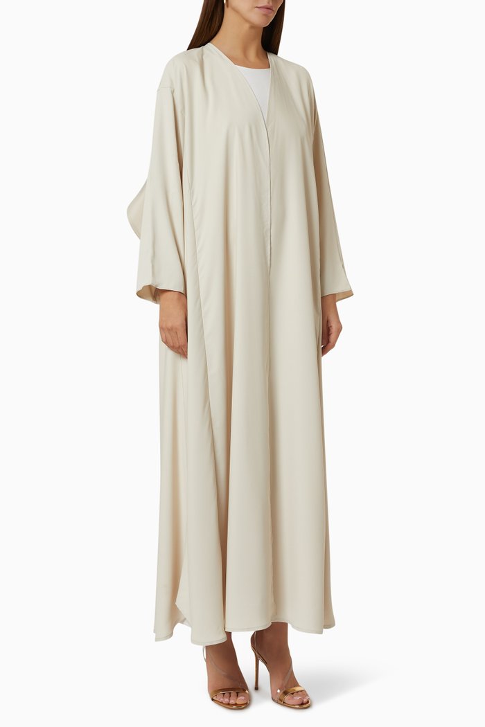 

Beaded Abaya Set in Crepe, Neutral