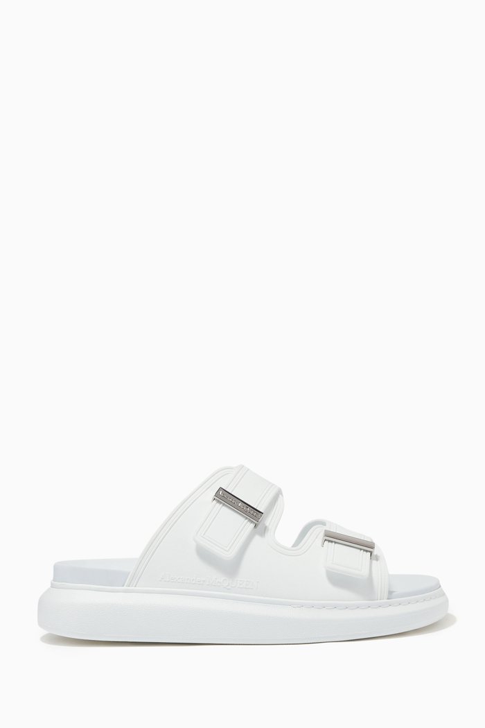 

Logo Buckle Slides, White