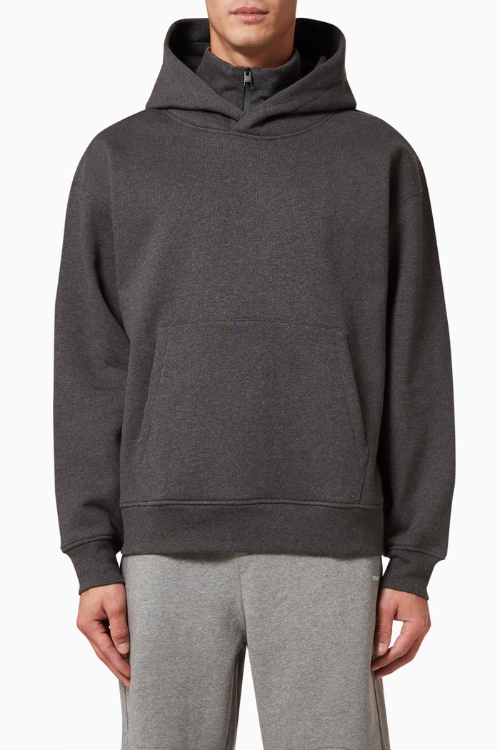Half-zip Hoodie in Cotton Terry, Grey