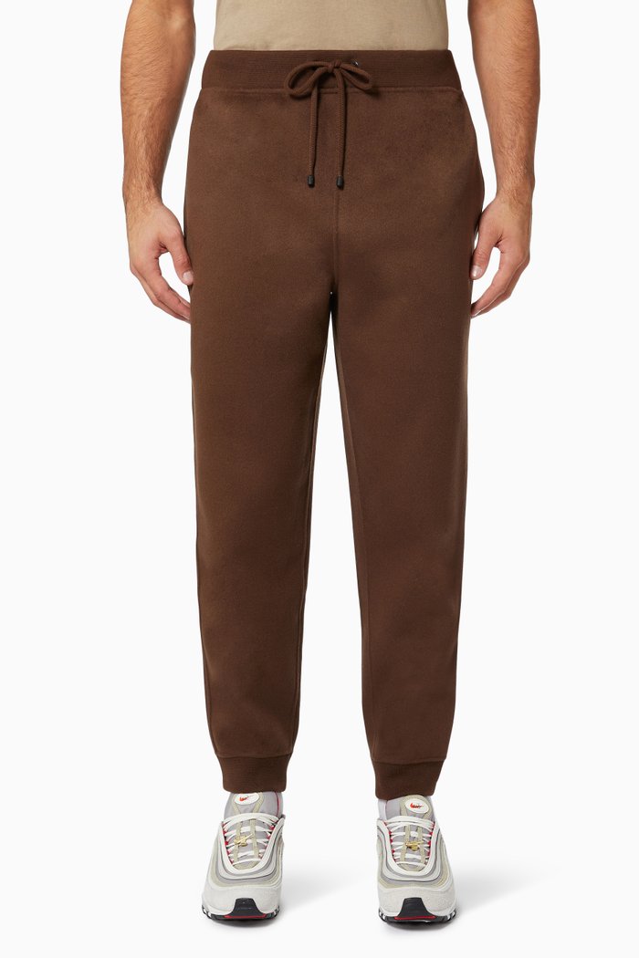 

Double Face Mixed Joggers in Cashmere Blend, Brown