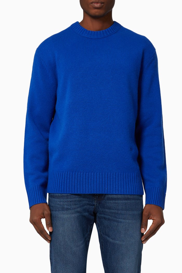 Logo Sweater in Cashmere, Blue