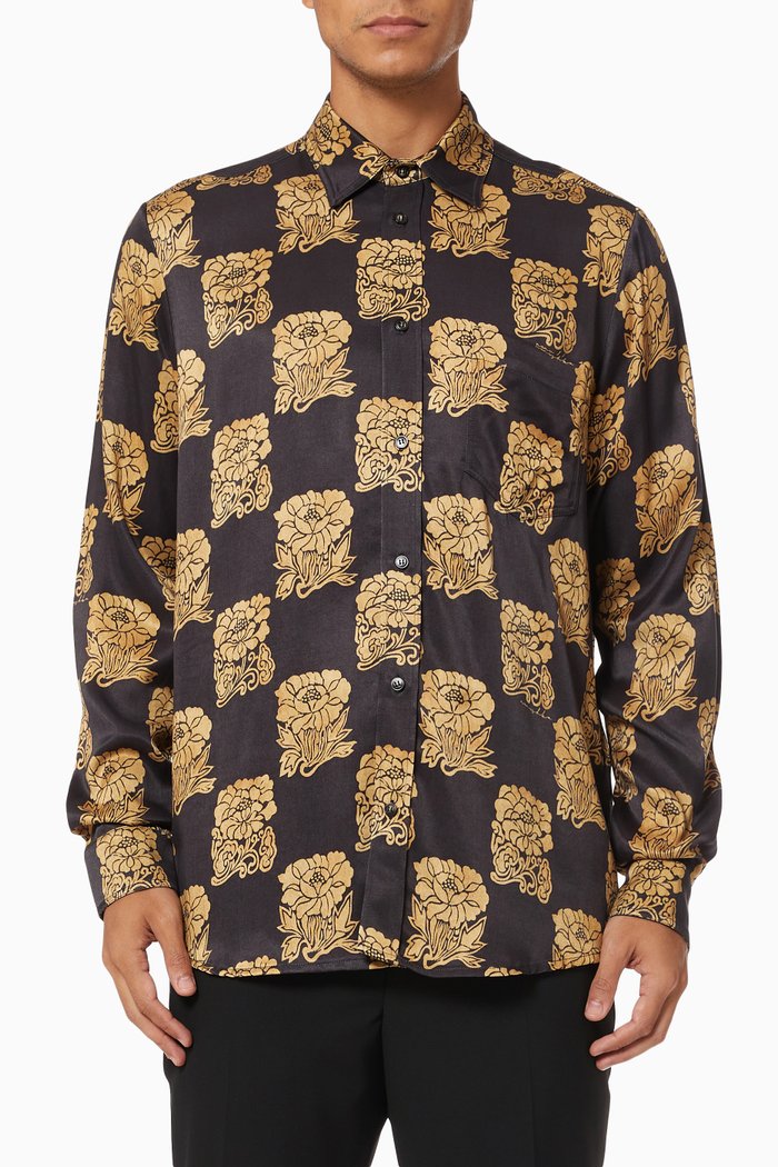

Kaleb Oxford Shirt in Winter Shirting, Black