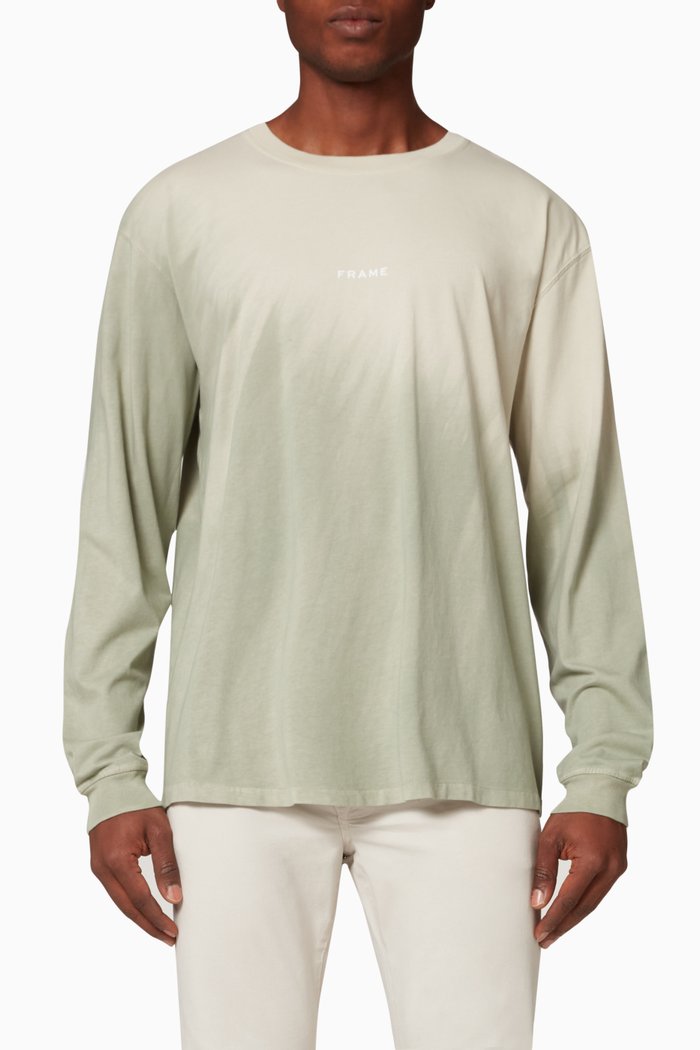 

Long Sleeve Tie Dye T-shirt in Cotton, Multicolour