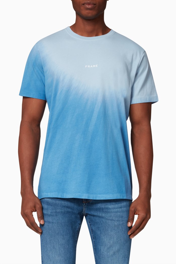 

Short Sleeve Tie Dye T-shirt in Cotton, Blue