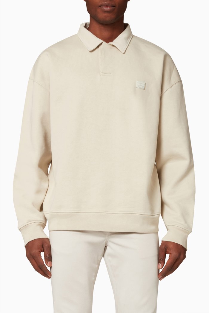 Polo Sweatshirt in Fleece Terry, Neutral