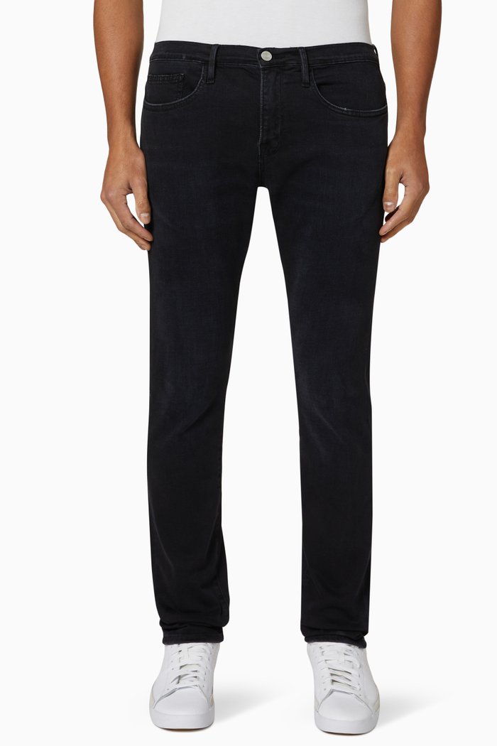 

L’Homme Skinny Denim Jeans in Cotton Stretch, Black