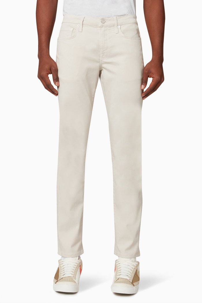 

L'Homme Slim Pants in Comfort Stretch Denim, Neutral