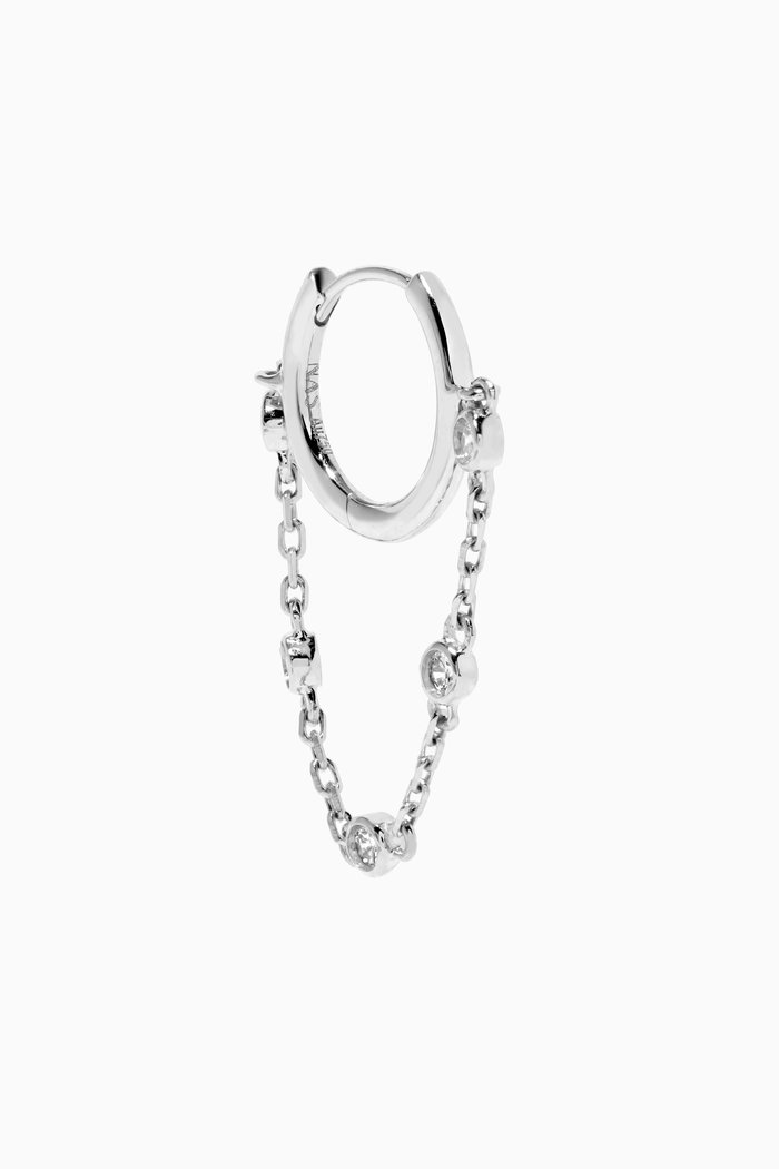 

Diamond Chain Single Huggie in 18kt White Gold, Silver