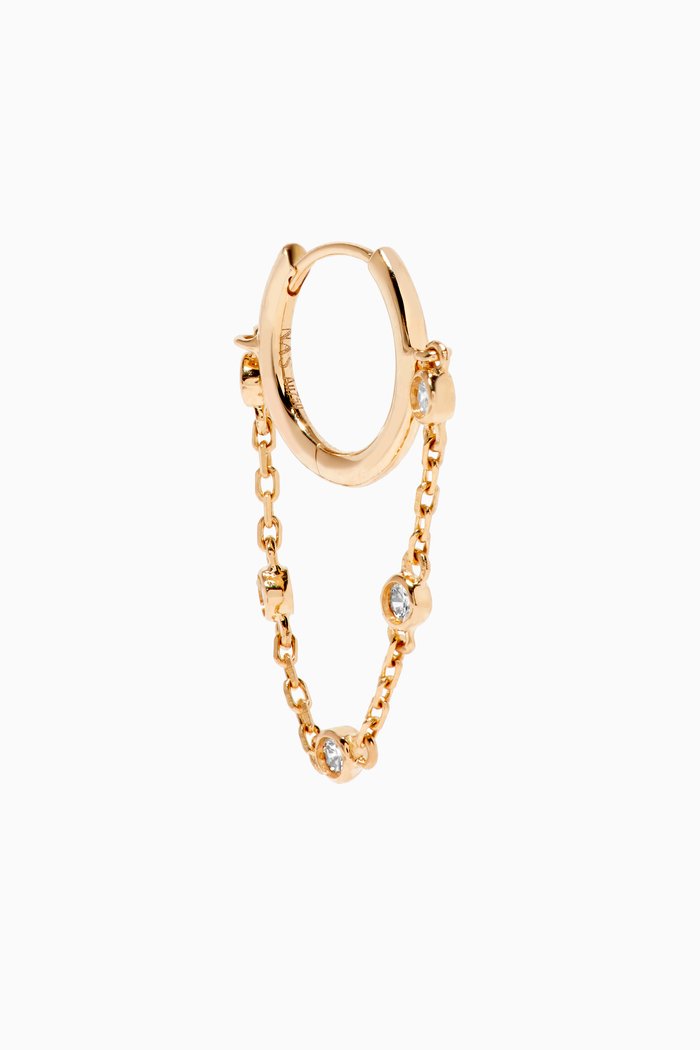 

Diamond Chain Single Huggie in 18kt Yellow Gold