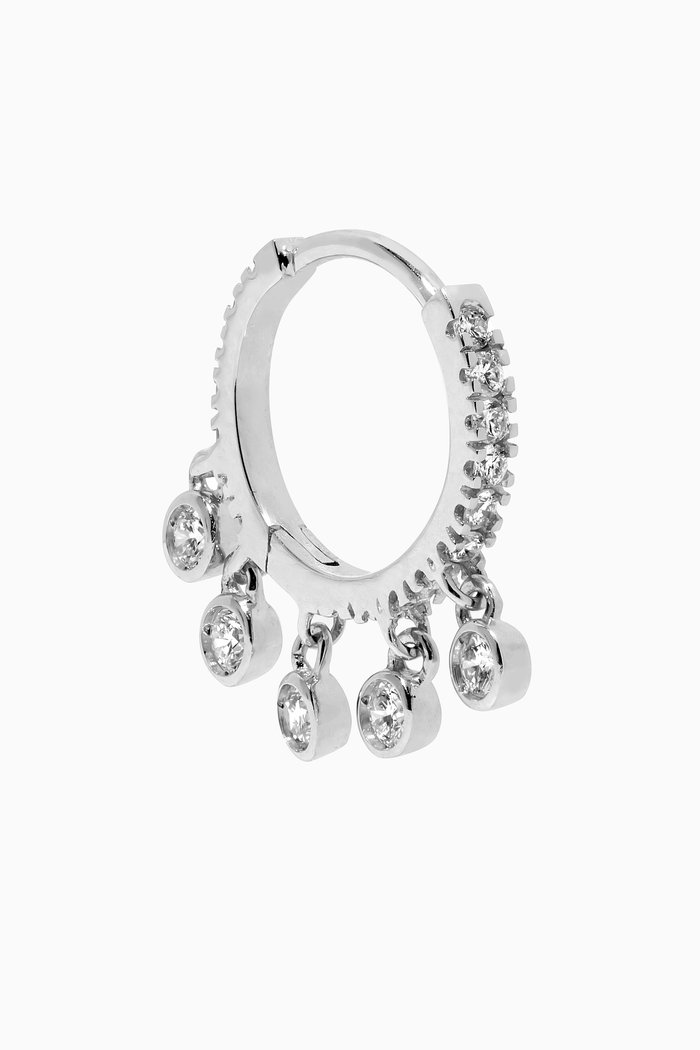 

Diamond Dangle Single Huggie in 18kt White Gold, Silver